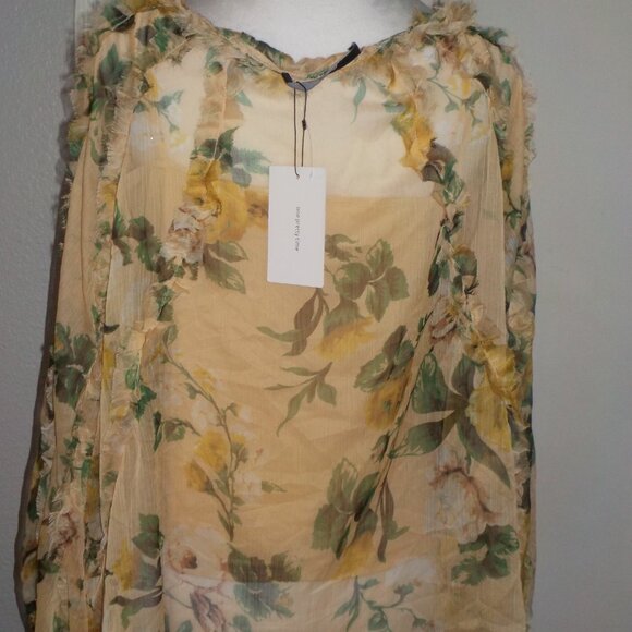 ANTHROPOLOGIE O.P.T. MS SIZE X-LARGE FLORAL PRINT RHEA SHEER CHIFFON BLOUSE - Picture 8 of 10